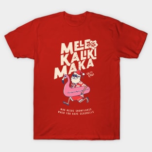 Mele Kalikimaka Funny Santa Flamingo Christmas Getaways T-Shirt